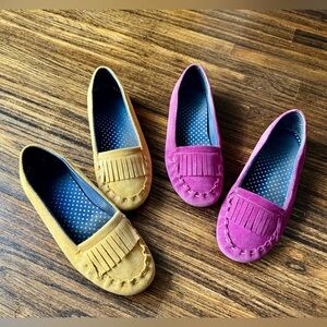 Lot of 2: Lands End suede flat slip-on moccasins